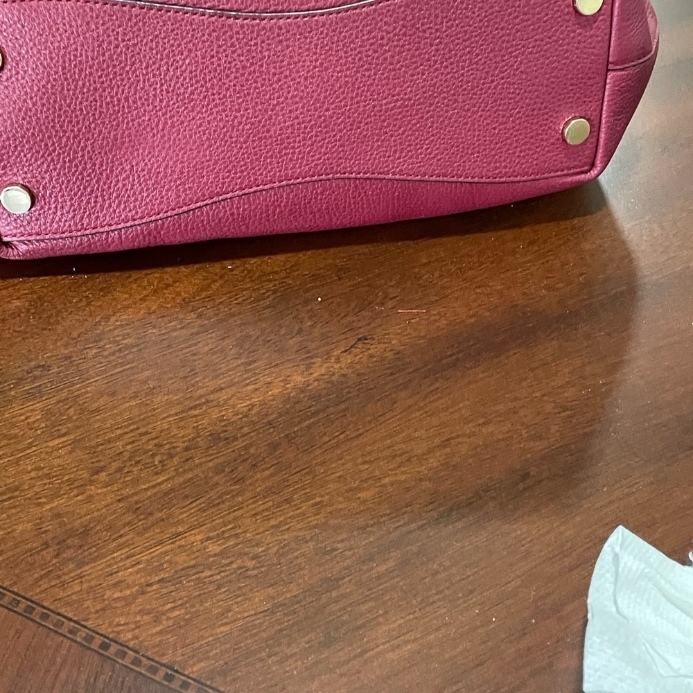 Michael Kors  Burgundy pebbled leather shoulder bag with three compartment - Picture 7 of 10